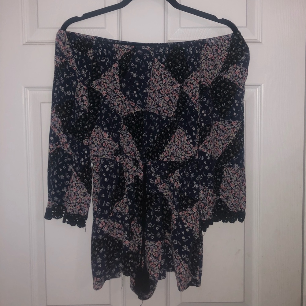 floral print off the shoulder romper
